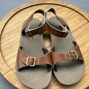Sun San Surfer‎ Leather Sandles Unisex Kids Size 13 Brown Summer Beach Preppy